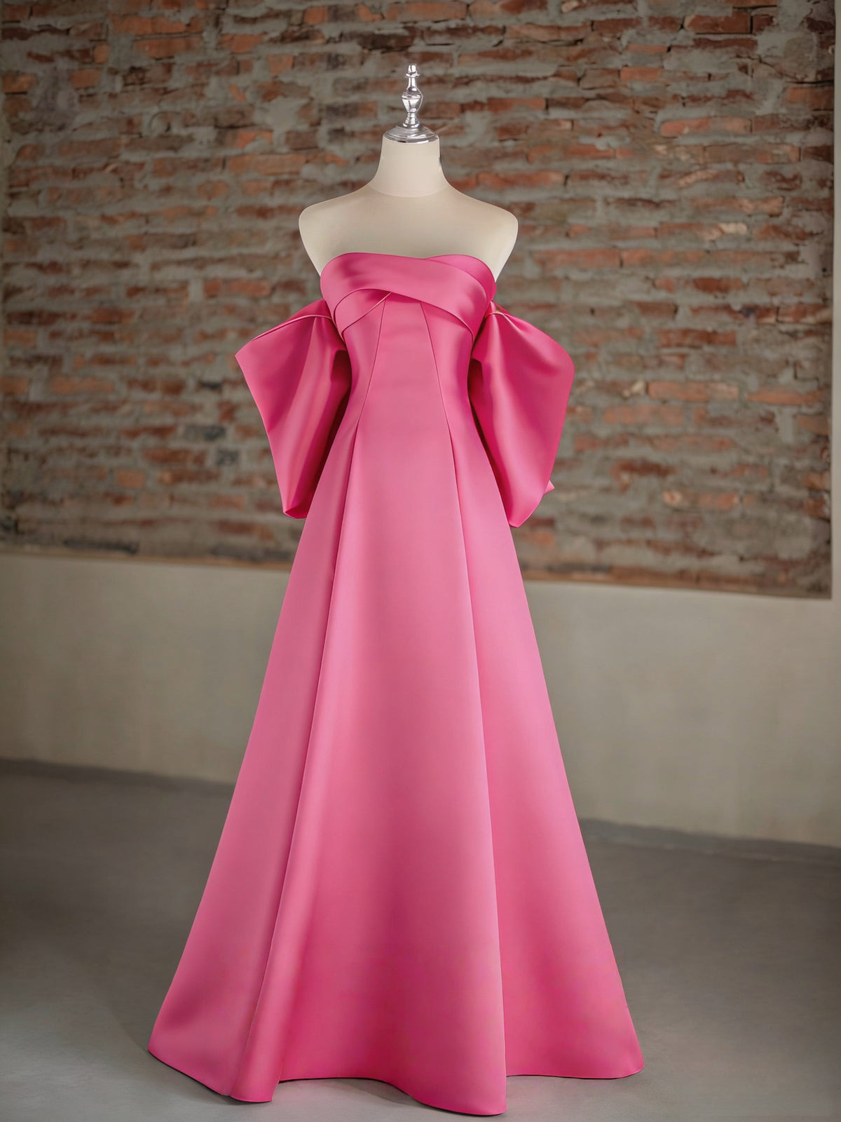 A-Line Sweetheart Sweep Train Satin Blue Prom Dress with Bowtie