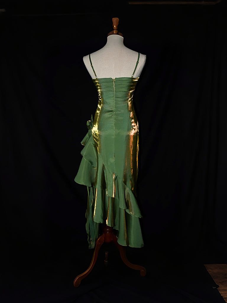 Mermaid Tea Length Vintage Fairy Style Prom Party Dress Custom Size / Green