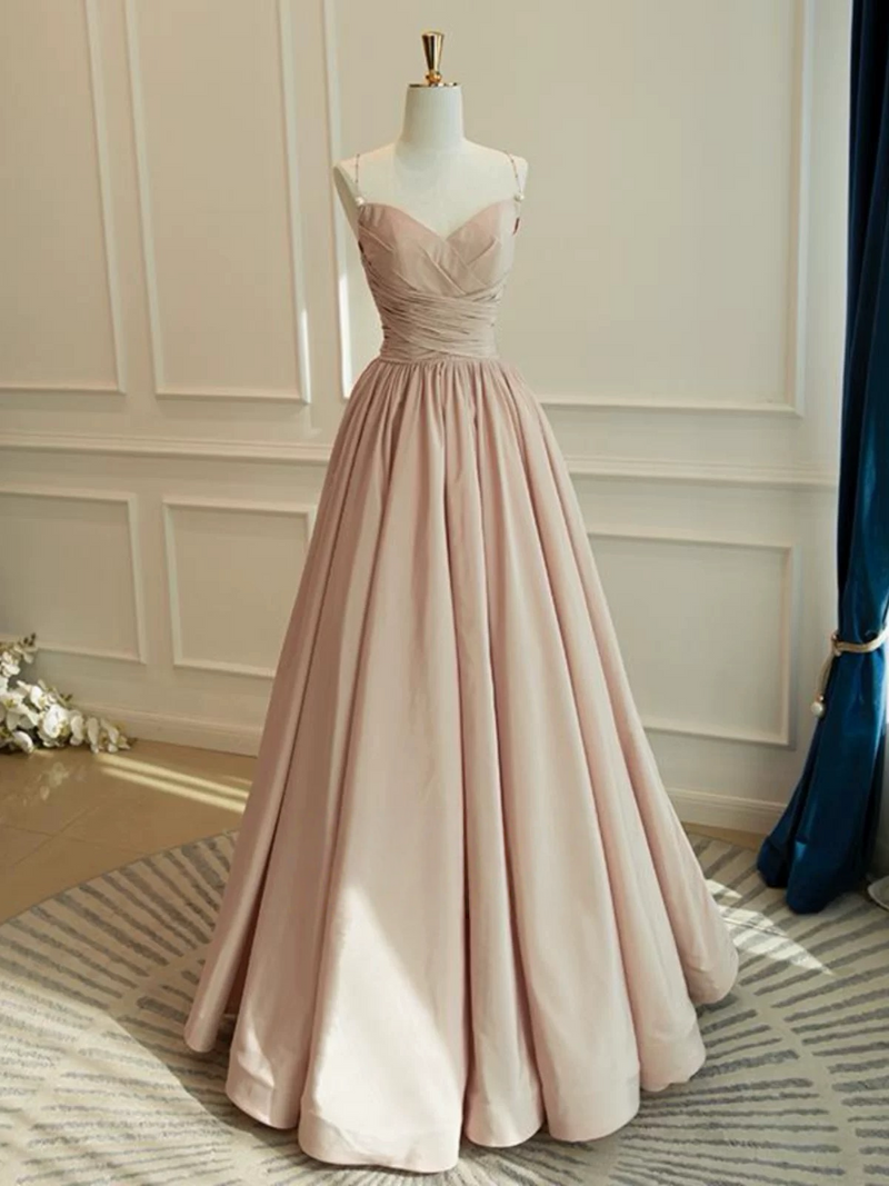 champagne taffeta dress A-Line Taffeta Light Champagne Long Prom Dress, Light Champagne Long Evening Dress US 8 / Custom Color