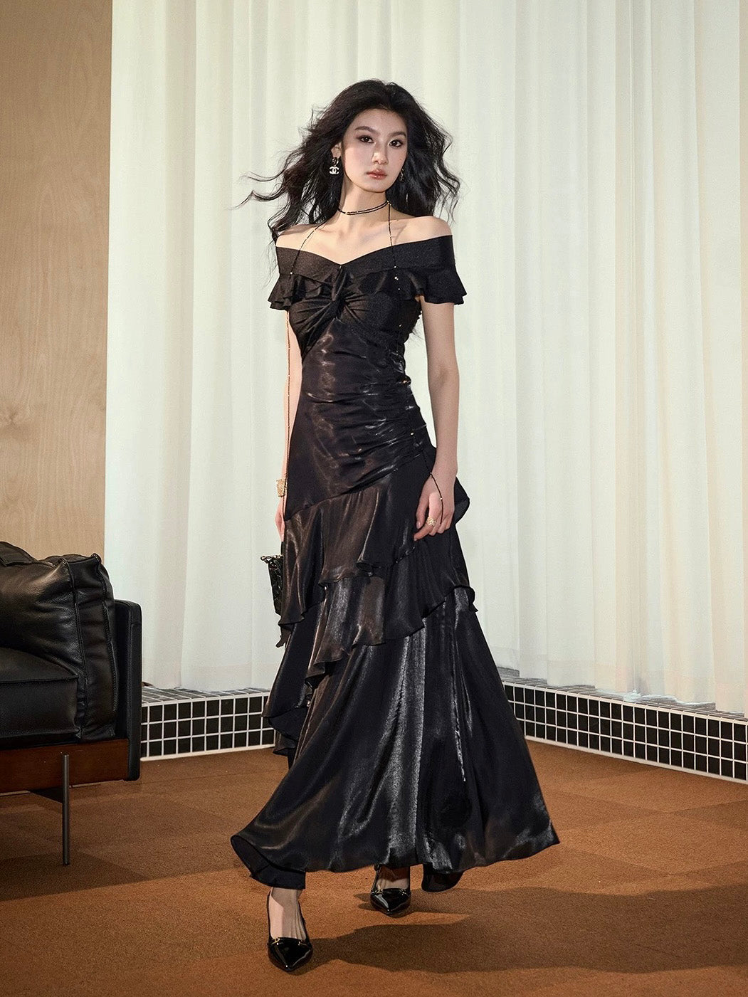 Mermaid Off Shoulder Silk Floor Length White Prom Dress