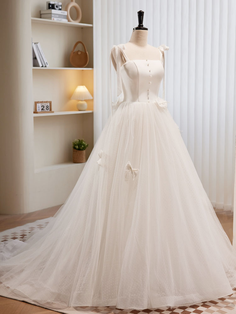 Whit Tulle Formal Dress