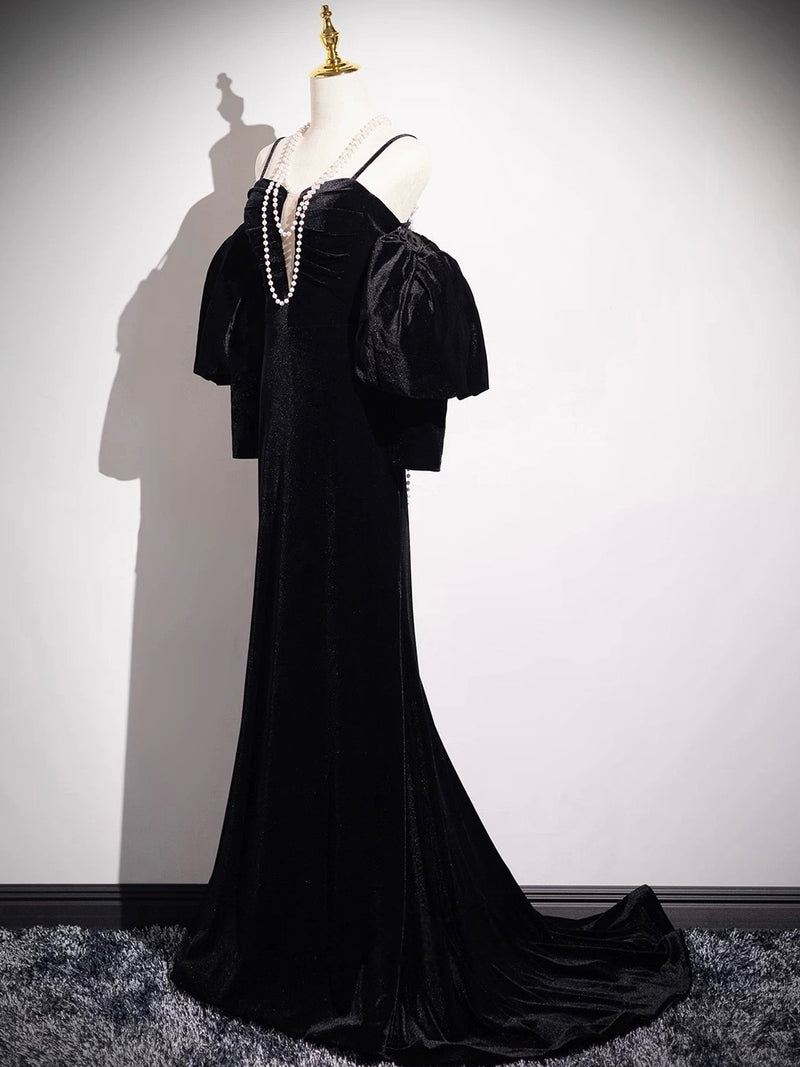 black long sleeve sweetheart dress A-line Velvet Sleeves Prom Dress, Black Evening US 8 / Black sticker:new-arrival:2026-07-07:2026-07-14 Iron Low Heat Bec + Bridge Cedar Color:Floral Black