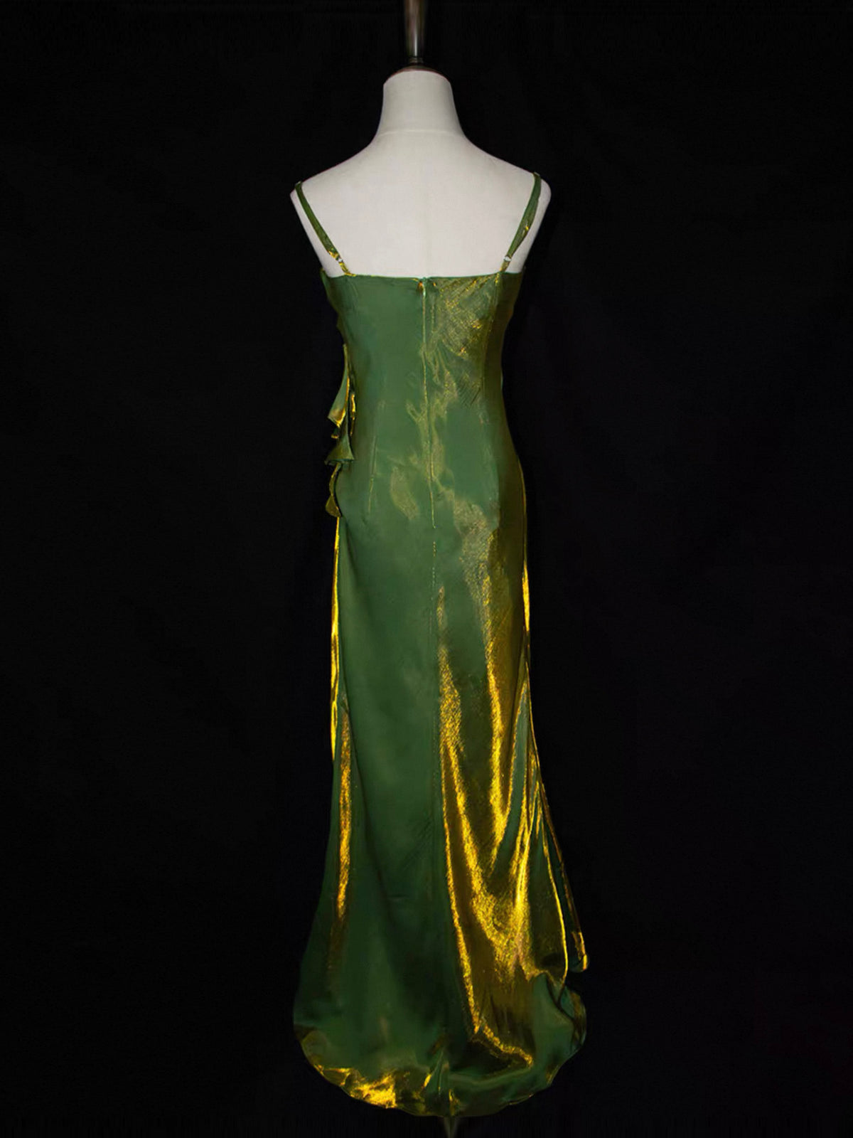 A-Line Floor Length Flower Green Party Prom Dress