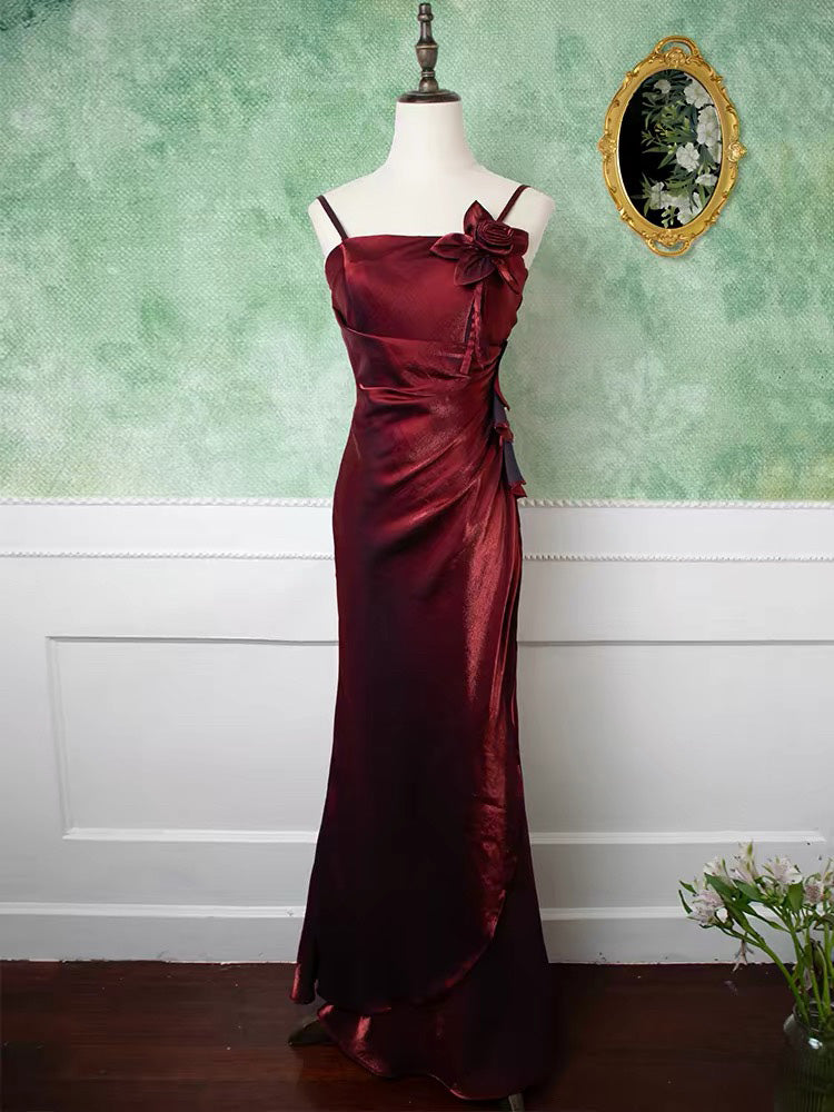 A-Line Floor Length Flower Green Party Prom Dress