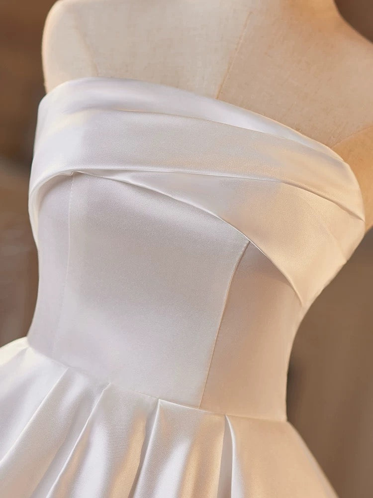 Simple Satin White Short Prom Dress, White Homecoming Dress shopluu Simple Satin White Short Prom Dress, White Homecoming Dress shopluu