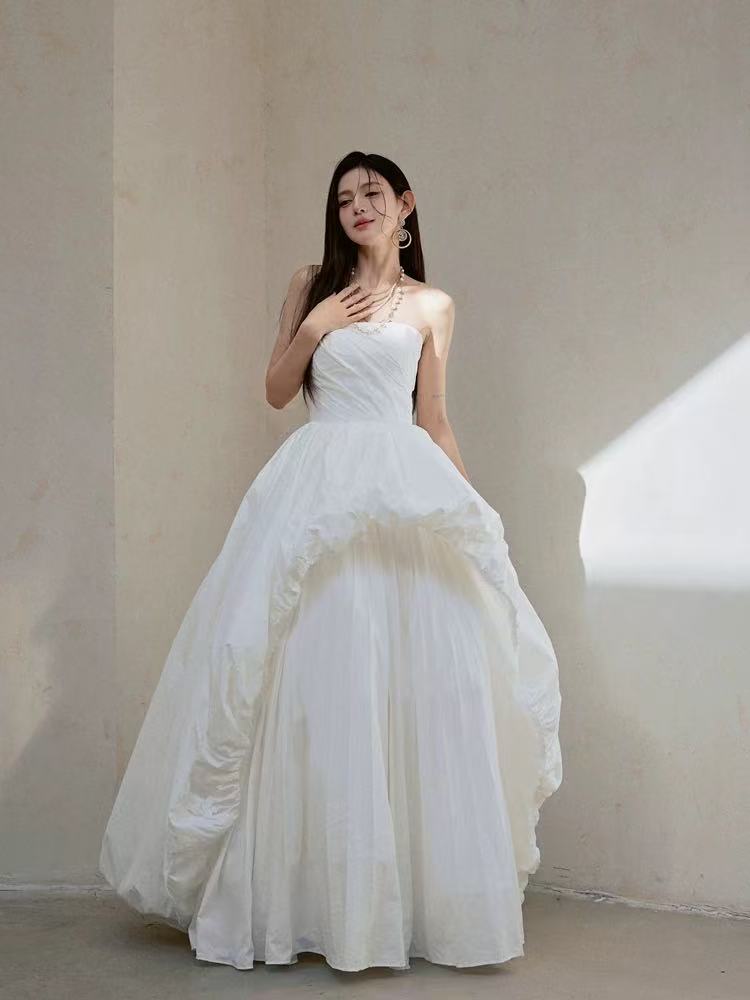 Unique A-line Floor Length White Prom Dress, White Formal Dress