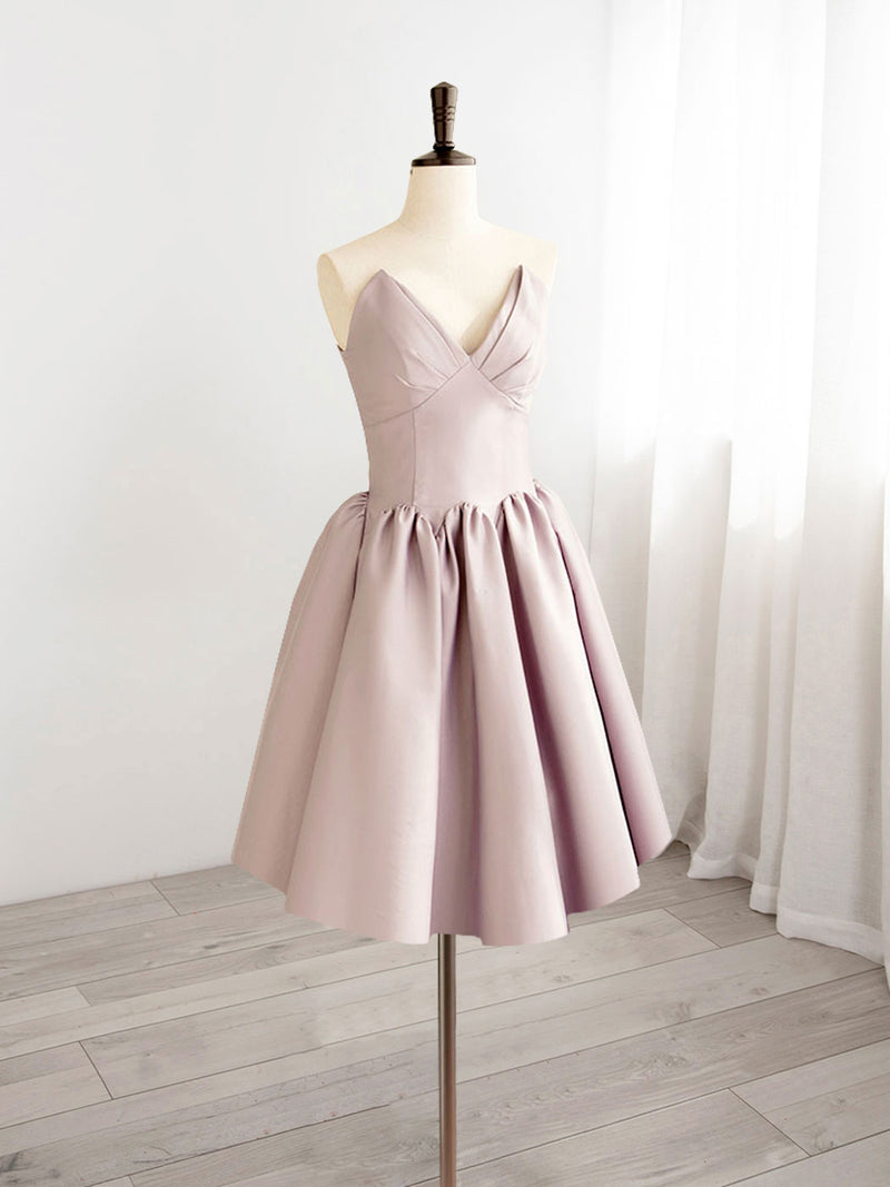A-Line V Neck Pink Short Prom Dress, Pink Homecoming Dresses shopluu A-Line V Neck Pink Short Prom Dress, Pink Homecoming Dresses shopluu