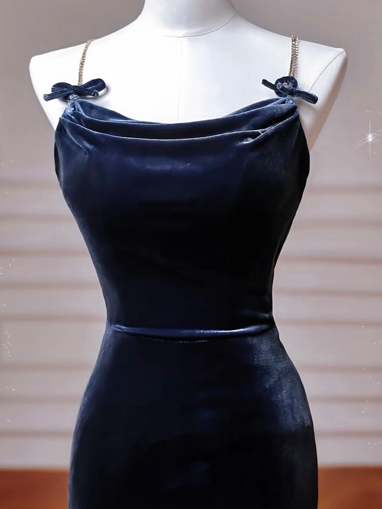 Simple Mermaid Velvet Dark Blue Long Prom Dress, Dark Blue Long Formal shopluu Simple Mermaid Velvet Dark Blue Long Prom Dress, Dark Blue Long Formal shopluu