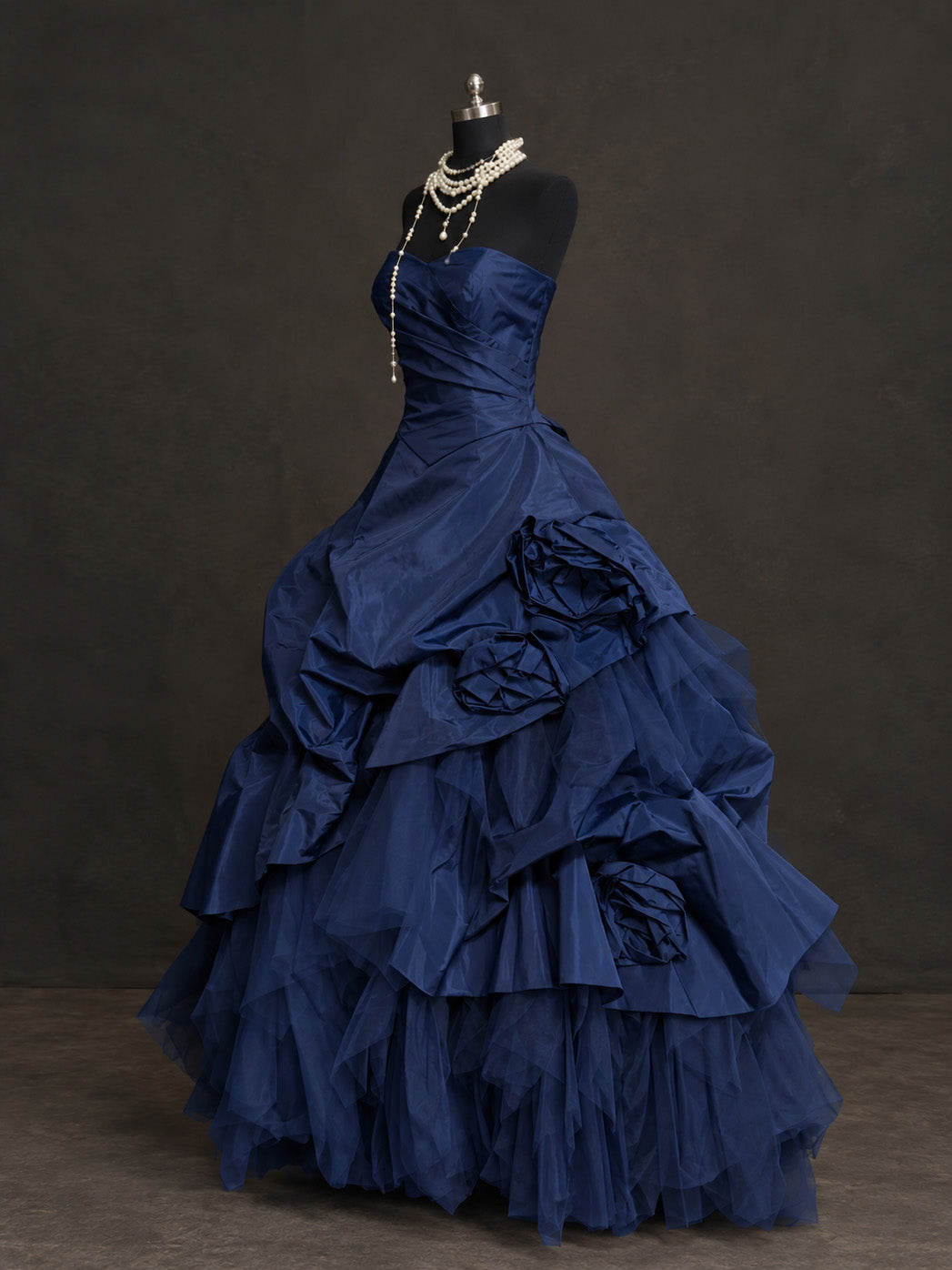 Dark Blue Sweetheart Neck Ball Gown Long Prom Dress, Dark Blue Long Sweet 16 Dress