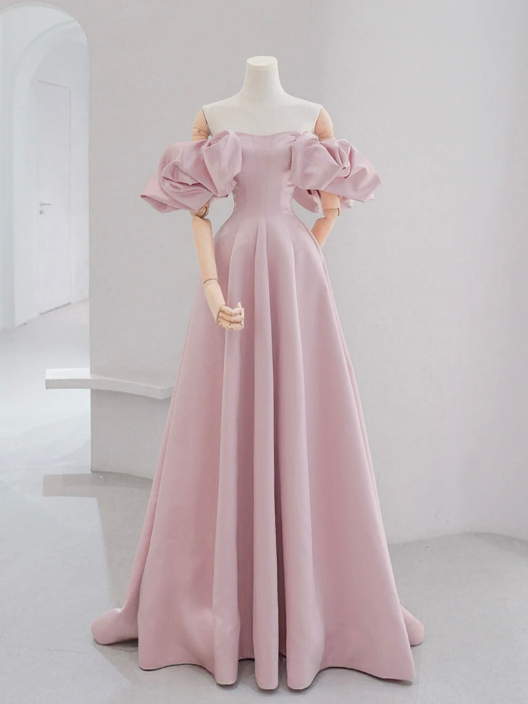 Off the Shoulder Light Pink Satin Prom Dresses, Light Pink Off Shoulder Long Formal Evening Dresses, US 10 / Pink as Pics / No Rush Off the Shoulder Light Pink Satin Prom Dresses, Light Pink Off Shoulder Long Formal Evening Dresses, US 10 / Pink as Pics / No Rush