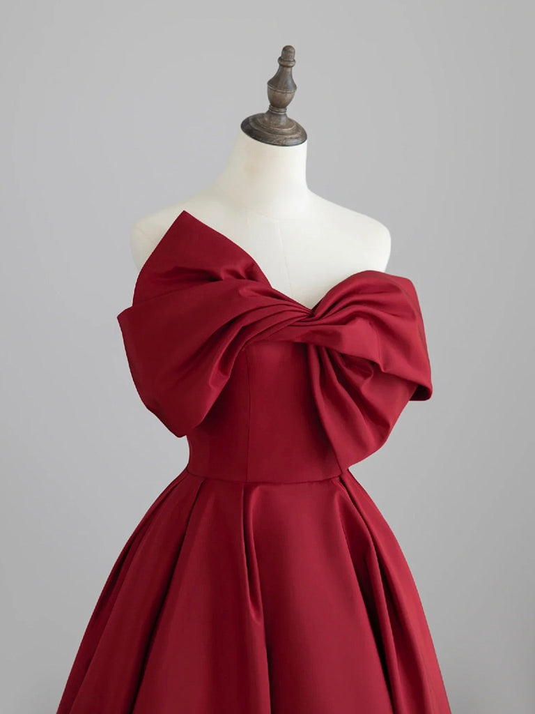 A-Line Satin Dark Red Long Prom Dress, Dark Red Long Formal Dress US 8 / Custom Color A-Line Satin Dark Red Long Prom Dress, Dark Red Long Formal Dress US 8 / Custom Color