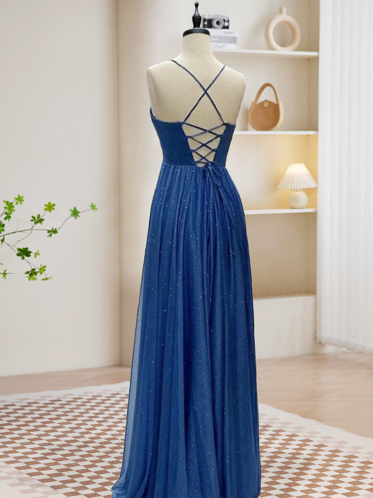 A-Line Sweetheart Neck Blue Long Prom Dress, Backless Blue Long Evening Dress US 16 / Custom Color A-Line Sweetheart Neck Blue Long Prom Dress, Backless Blue Long Evening Dress US 16 / Custom Color