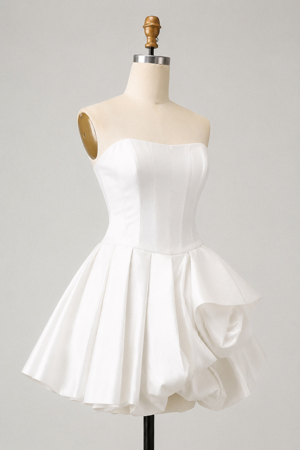 Simple A-line Satin Short White Prom Dress, White Homecoming Dress