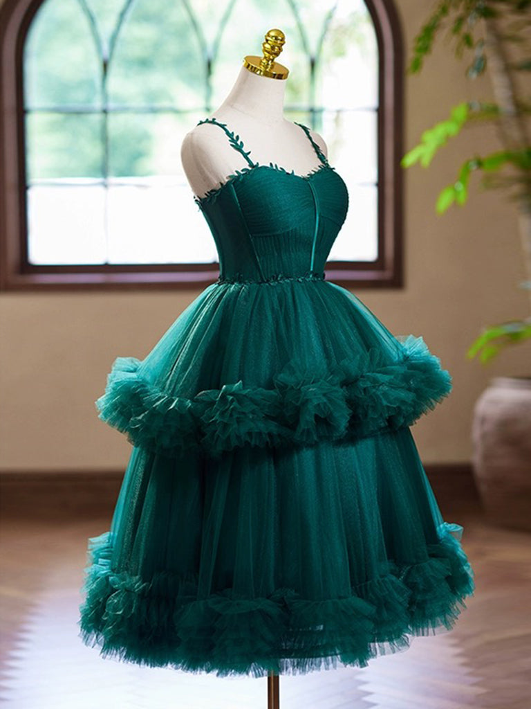 A-Line Sweetheart Neck Tulle Green Short Prom Dress, Green Homecoming Dress US 12 / Custom Color A-Line Sweetheart Neck Tulle Green Short Prom Dress, Green Homecoming Dress US 12 / Custom Color