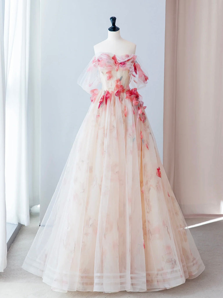 light pink champagne dress knee length dresses for ladies Champagne Pink A-Line Tulle Sequin Long Prom Dress, Champagne Pink For dresstby