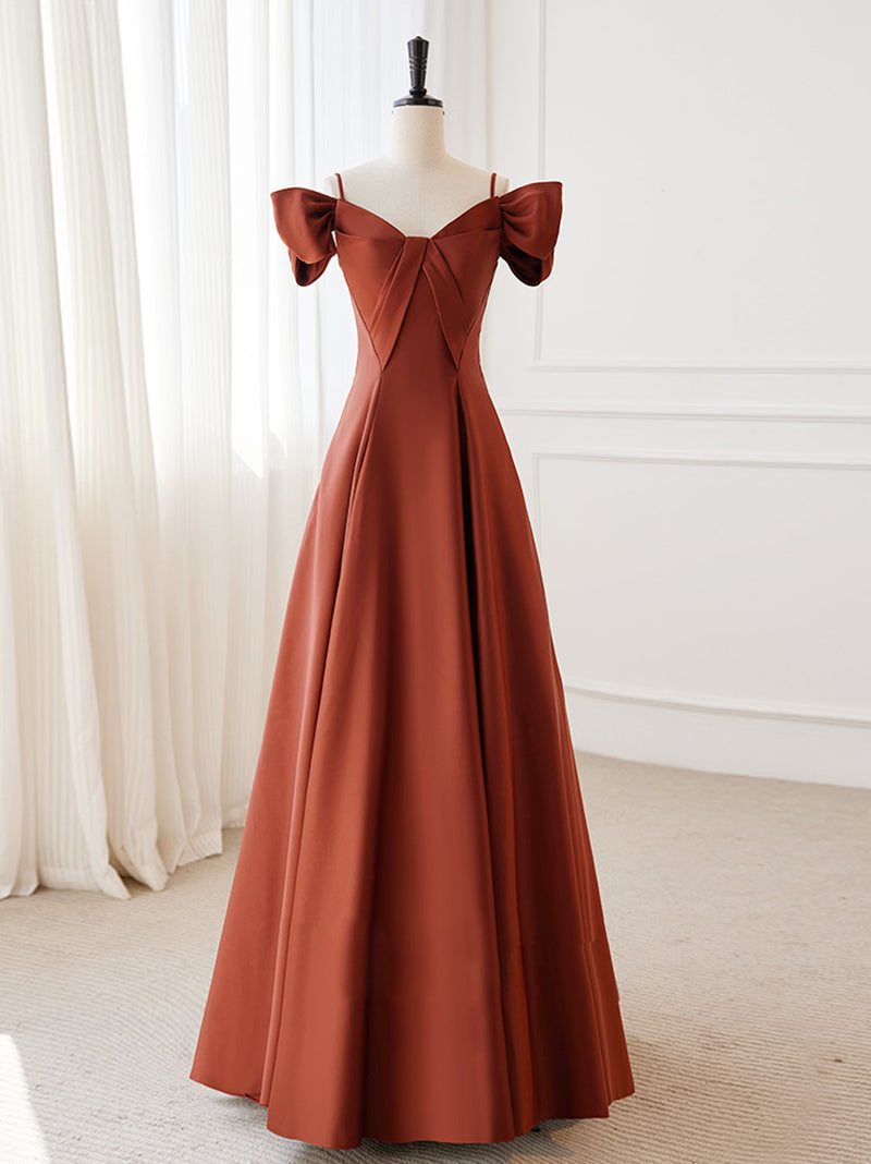 A-Line Satin Orange Long Prom Dresses, Orange Long Formal Dress shopluu A-Line Satin Orange Long Prom Dresses, Orange Long Formal Dress shopluu