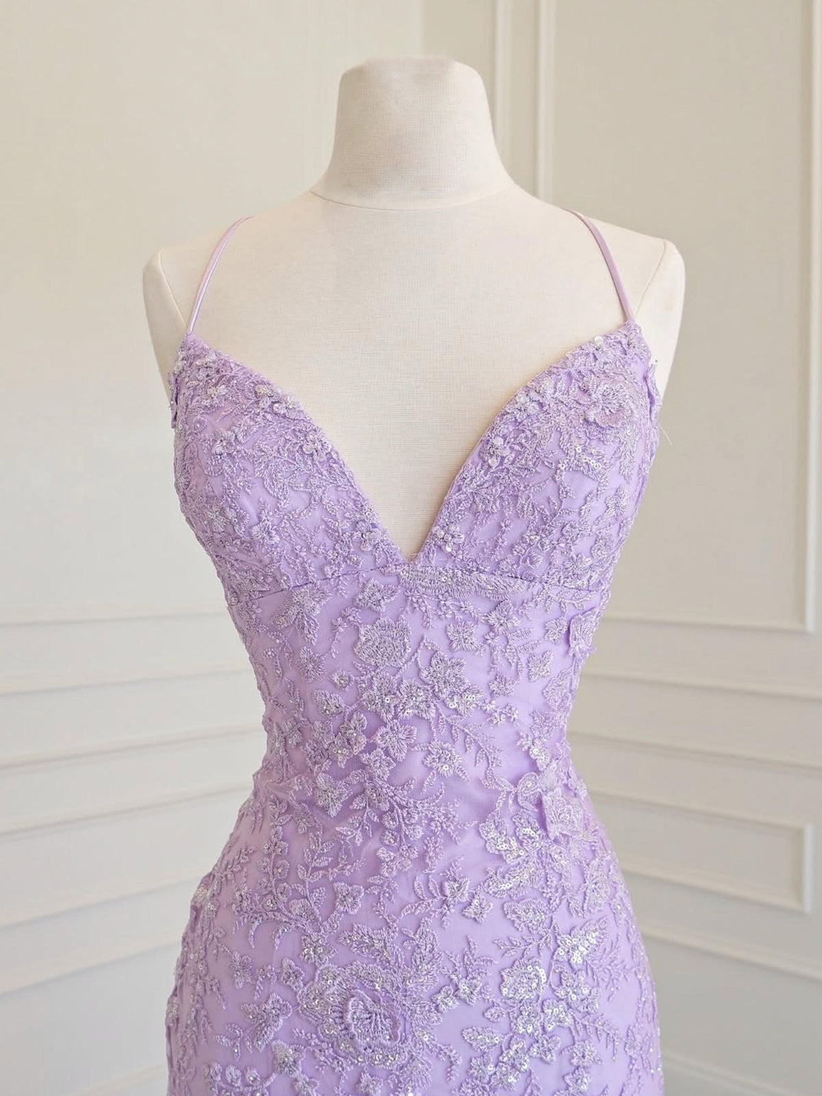 Mermaid V Beck Chiffon Lace Purple Long Prom Dress