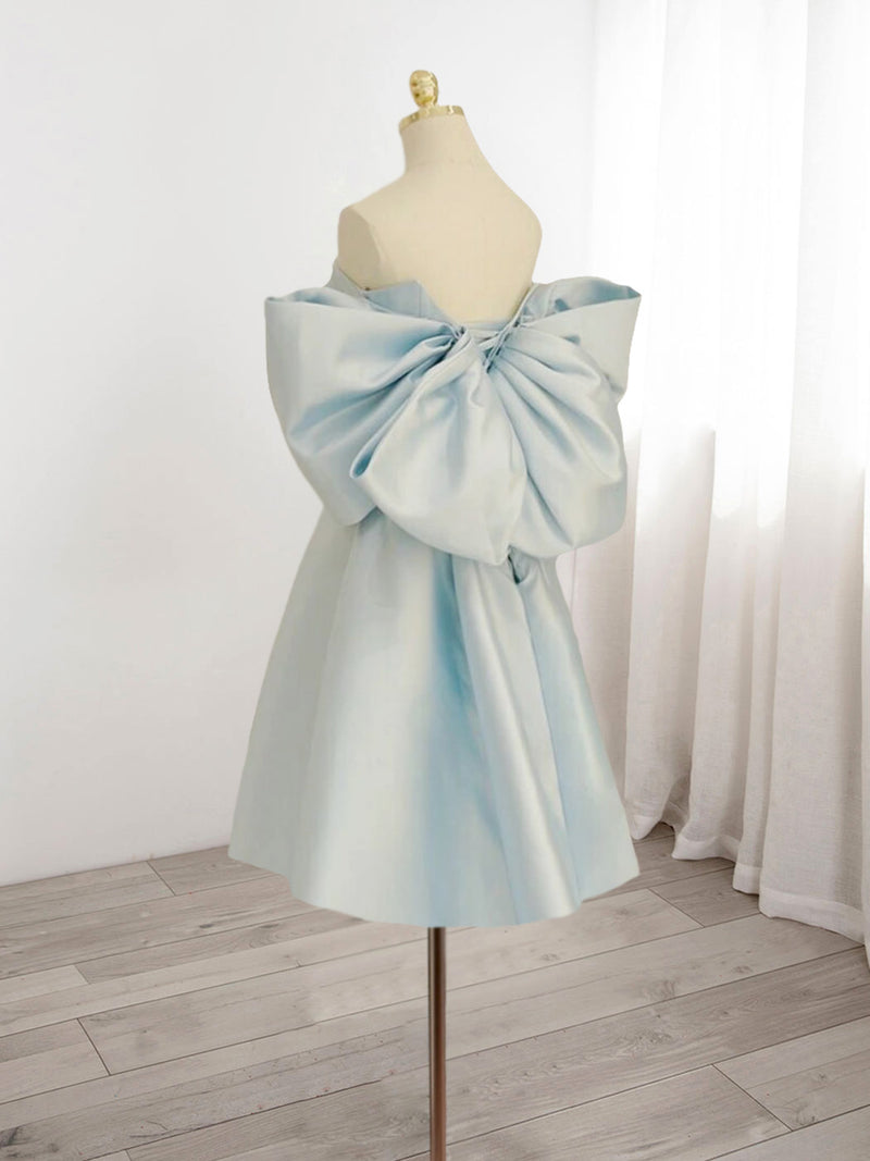 Sweetheart Neck Satin Light Blue Homecoming Dress Short Prom Dress US16 / Light Blue Sweetheart Neck Satin Light Blue Homecoming Dress Short Prom Dress US16 / Light Blue