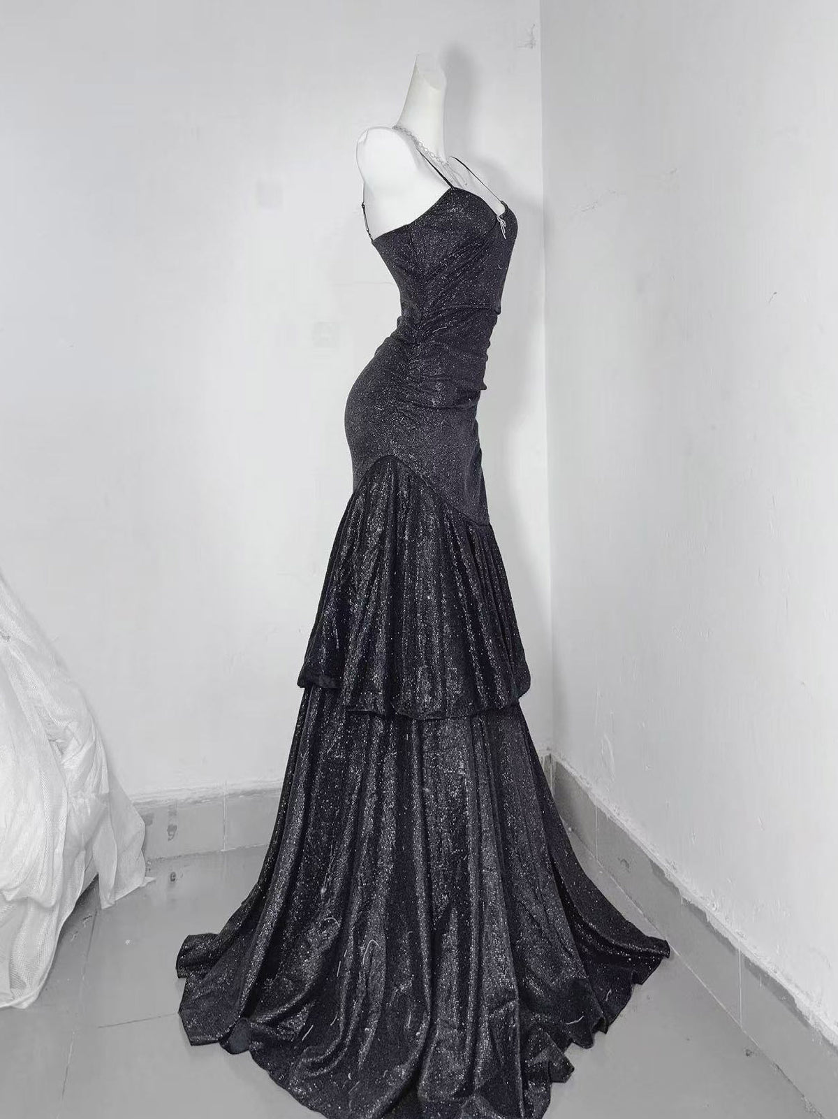 Simple Mermaid Sweetheart Floor Length Black Prom Dress, Black Party Dress