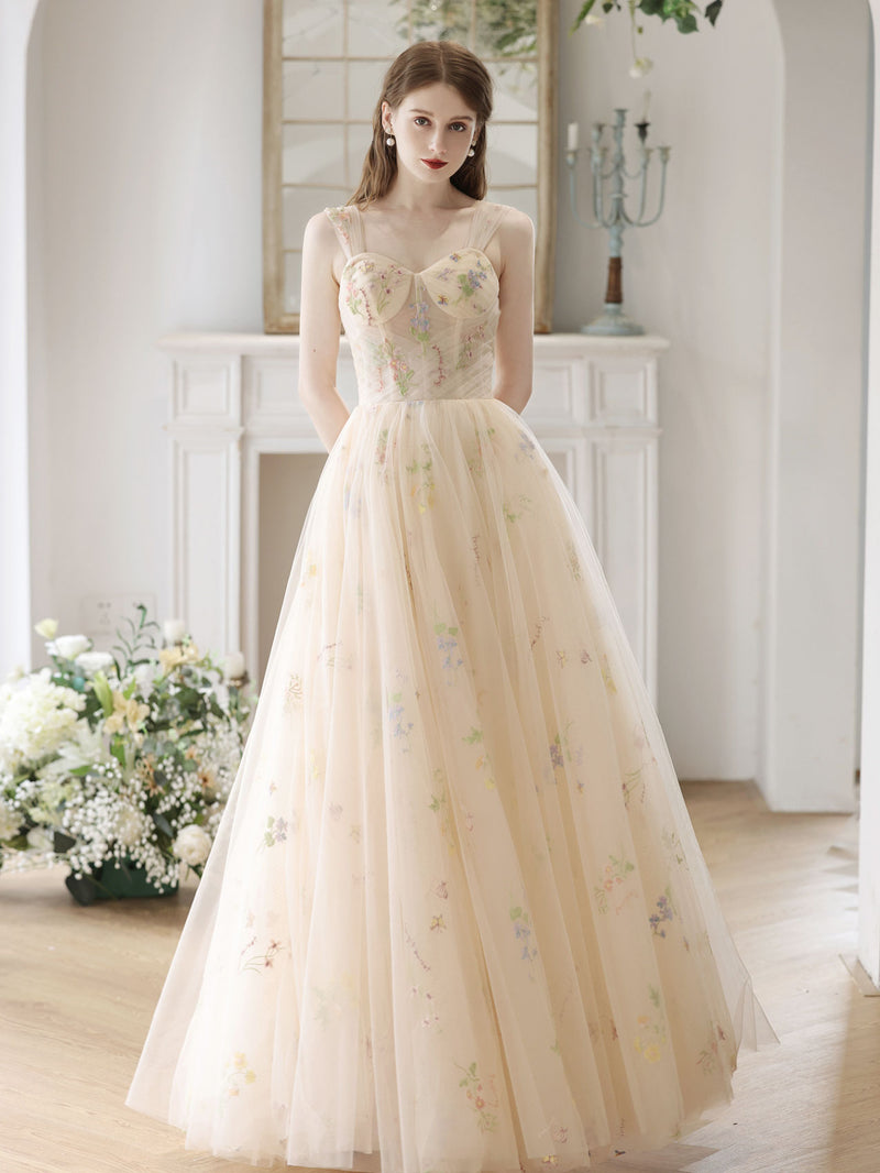 A-Line Sweetheart Neck Tulle Lace Champagne Long Prom Dress, Lace Formal Dress US 6 / Green A-Line Sweetheart Neck Tulle Lace Champagne Long Prom Dress, Lace Formal Dress US 6 / Green