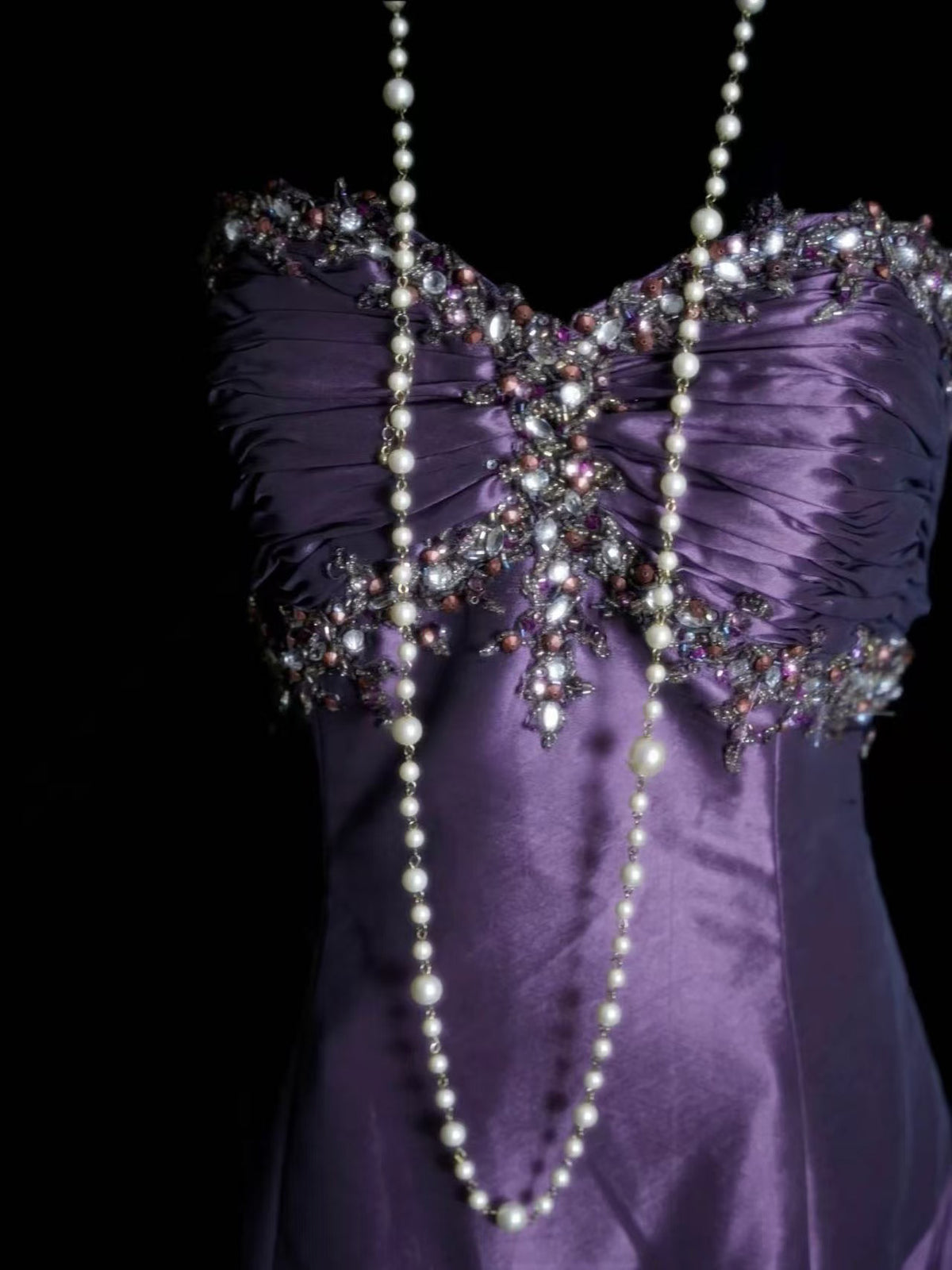 Elegant Sweetheart Neck Taffeta Purple Long Prom Dress with Beads