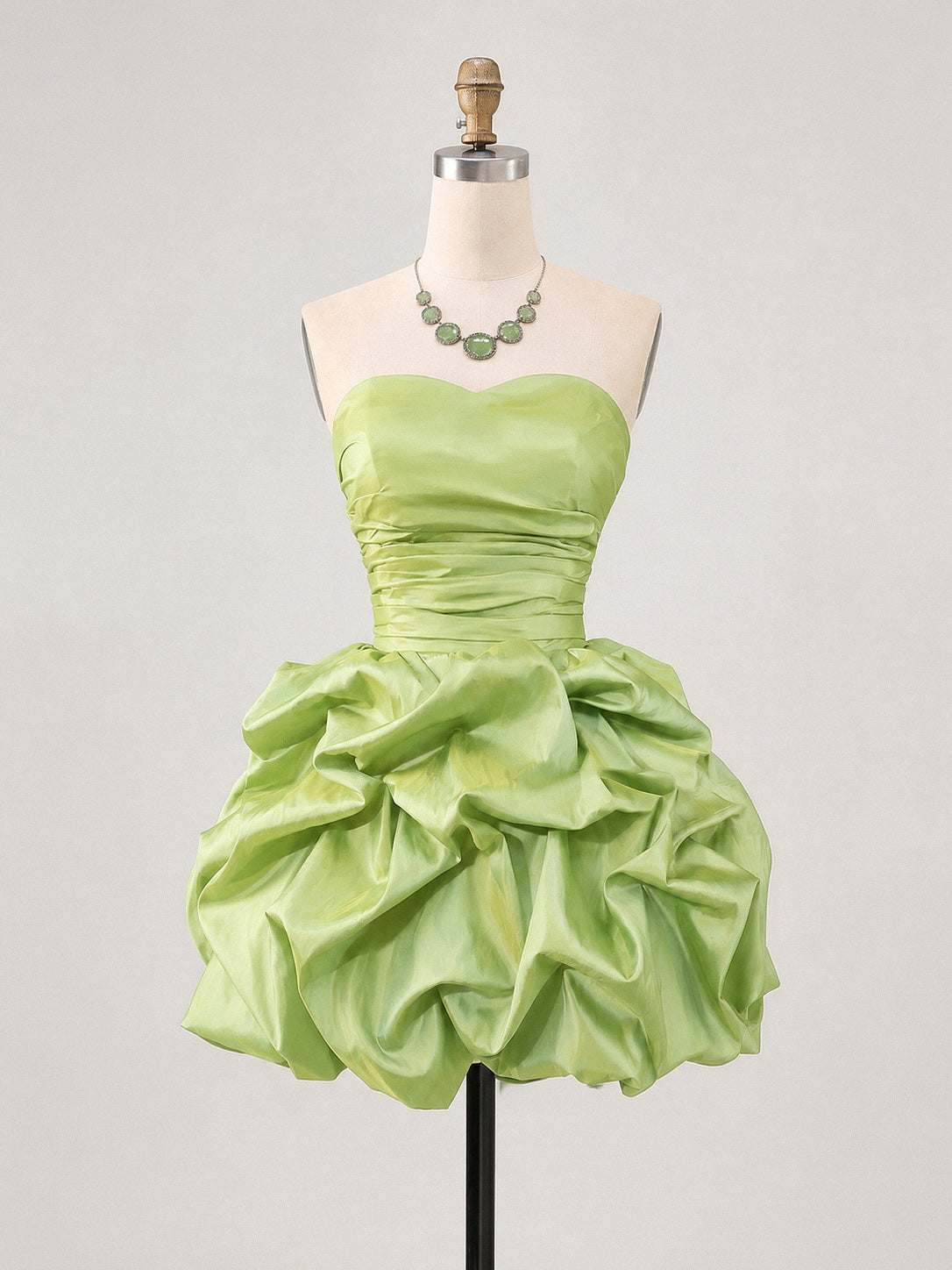 Cute Sweetheart Neck Folds Green Short Prom Dress, Green Homecoming Dress