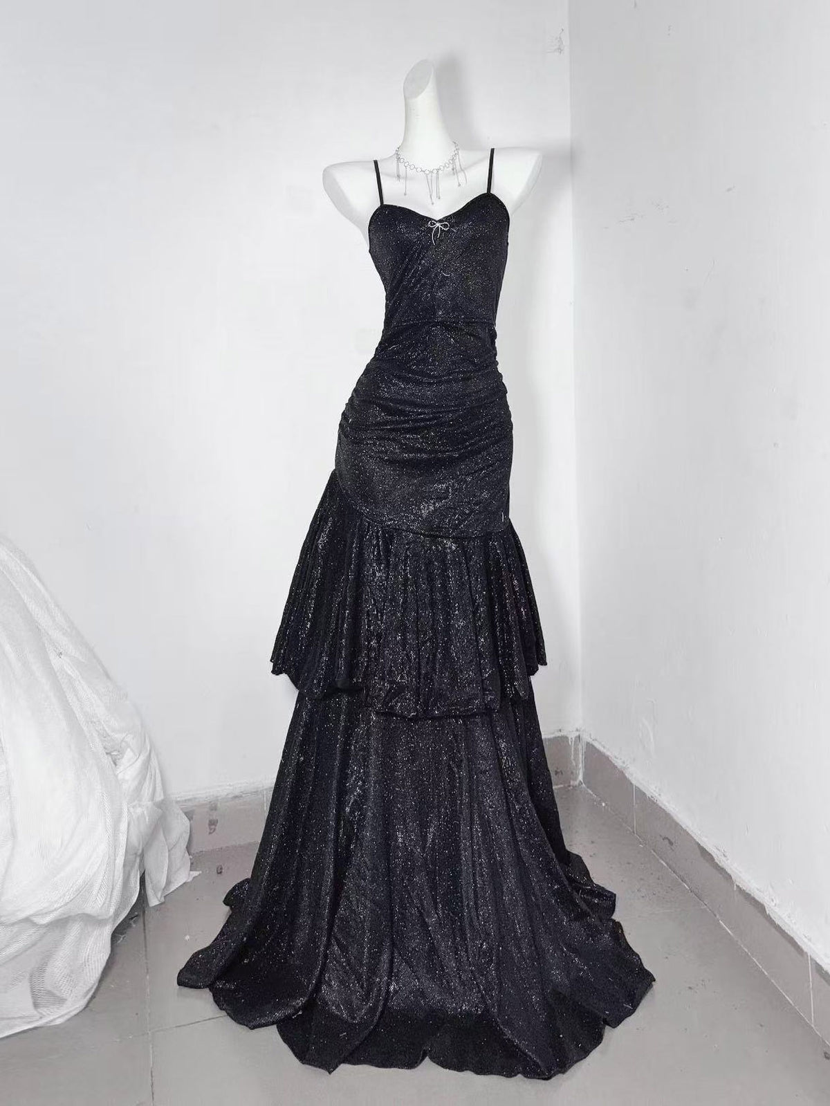 Simple Mermaid Sweetheart Floor Length Black Prom Dress, Black Party Dress