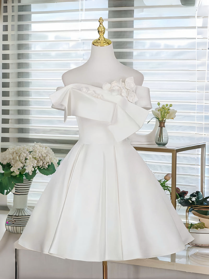 A-Line Off Shoulder White Short Prom Dress, White Homecoming Dress shopluu A-Line Off Shoulder White Short Prom Dress, White Homecoming Dress shopluu