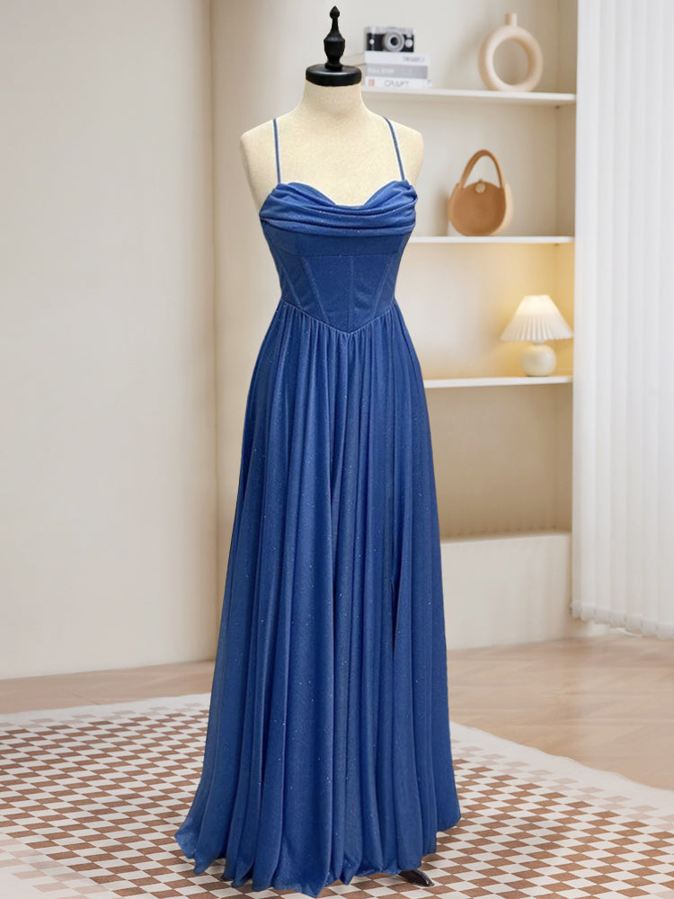A-Line Sweetheart Neck Blue Long Prom Dress, Backless Blue Long Evening Dress US 16 / Custom Color A-Line Sweetheart Neck Blue Long Prom Dress, Backless Blue Long Evening Dress US 16 / Custom Color
