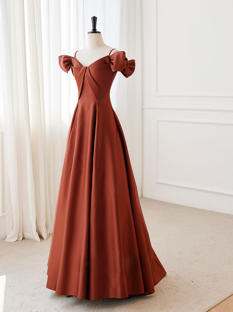 Simple A Line Satin Orange Long Prom Dresses, Orange Long Formal Evening Dresses, US 2 / Custom Color / No Rush Simple A Line Satin Orange Long Prom Dresses, Orange Long Formal Evening Dresses, US 2 / Custom Color / No Rush