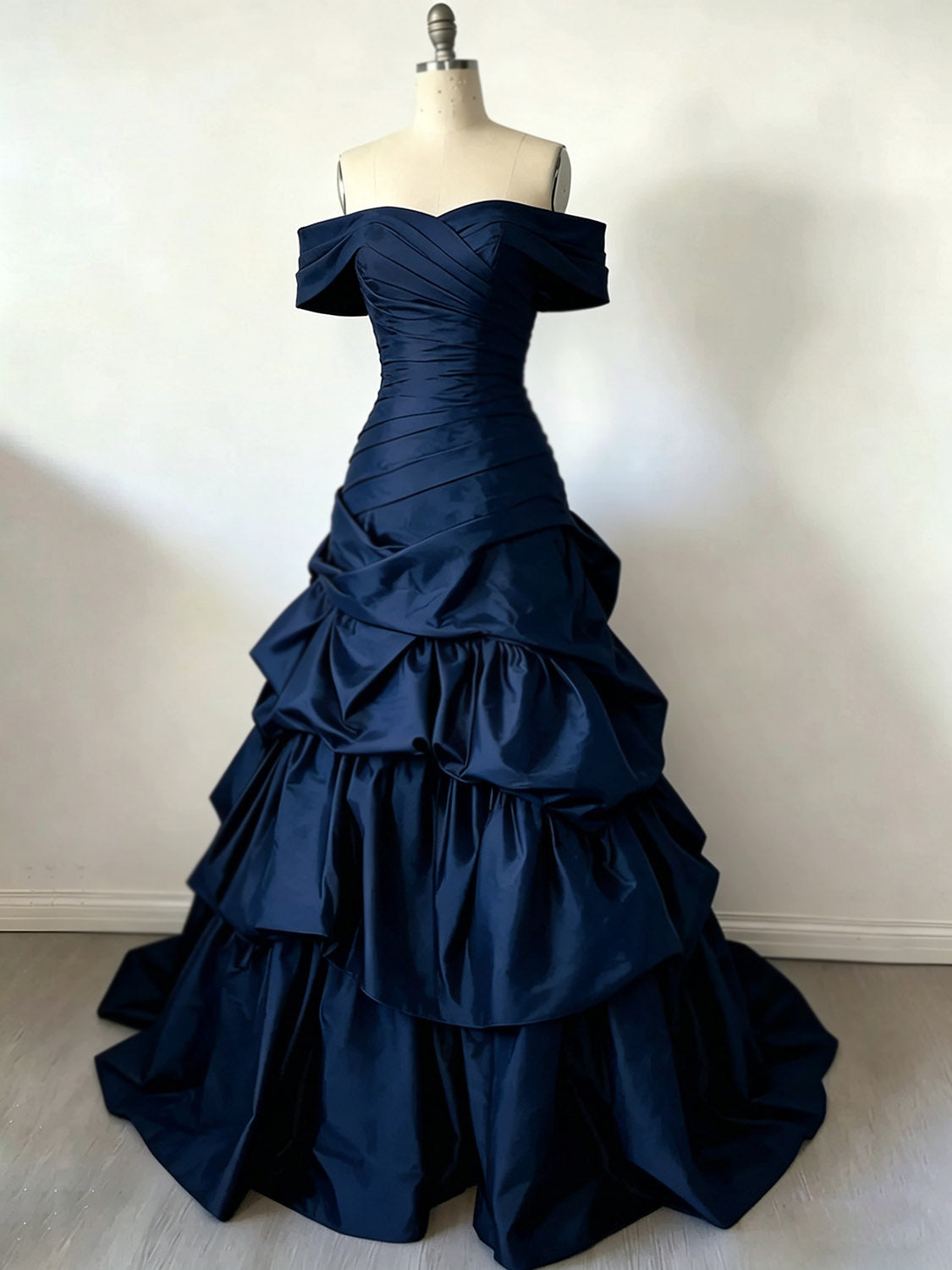 A-Line Sweetheart Neck Off Shoulder Burgundy Long Prom Dress