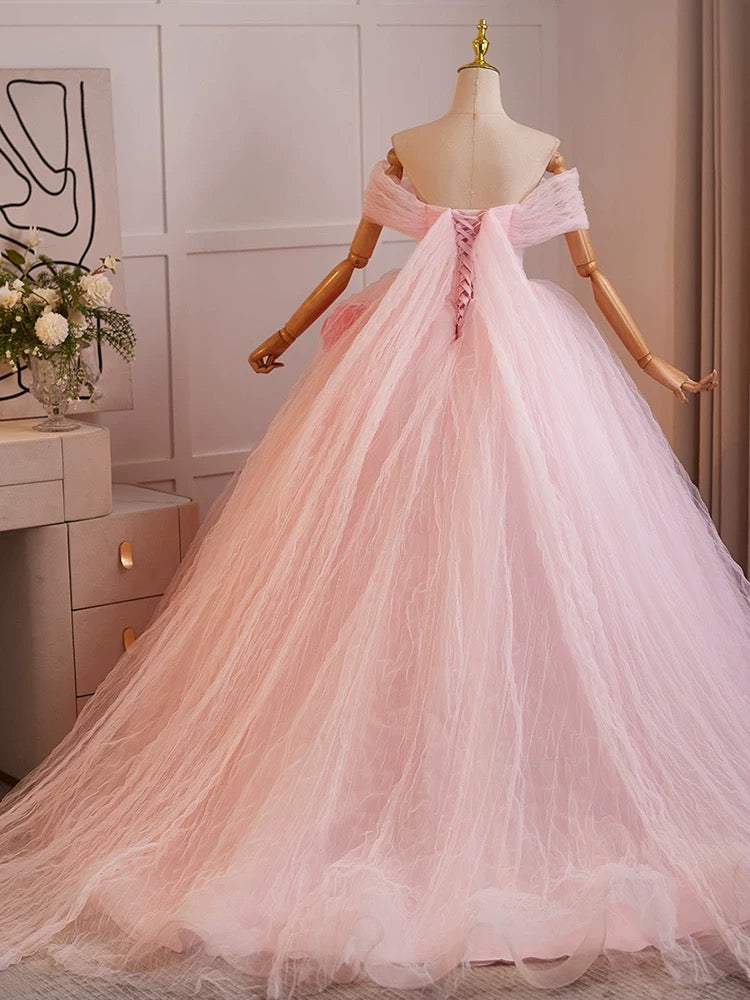 pink and gold dresses for sweet 16 Rose Gold Floral Quince Gown Sweet 16 Dress with Cape 67434B Viniodress
