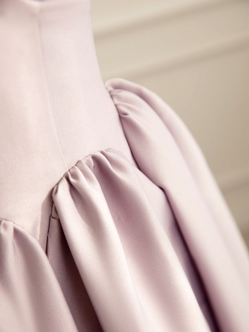 Simple V Neck Satin Pink Long Prom Dress