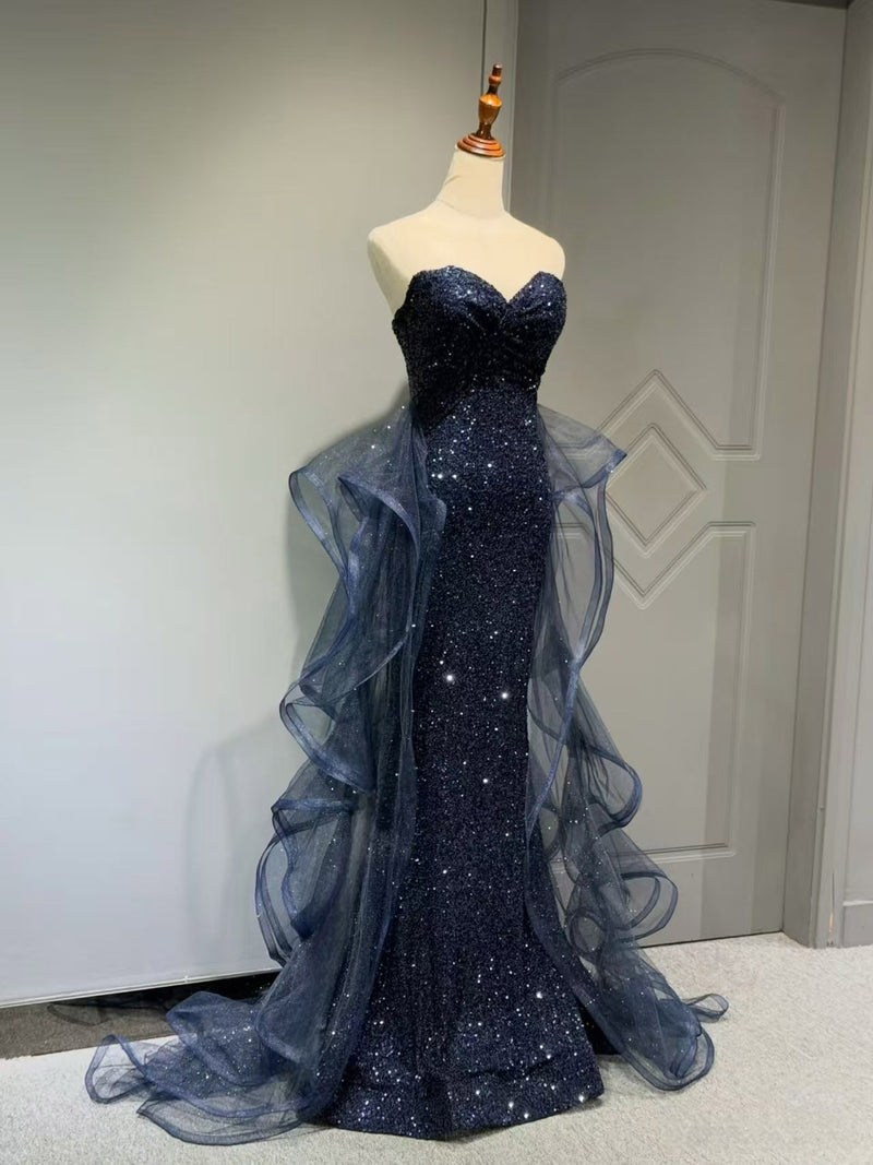 dark blue sparkly formal dress Sweetheart Sequin Long Prom Dress, Dark Blue Long color:Midnight Blue atf-oc-09.16.26 Celebrate love in full Stevie Nicks Makes a Short