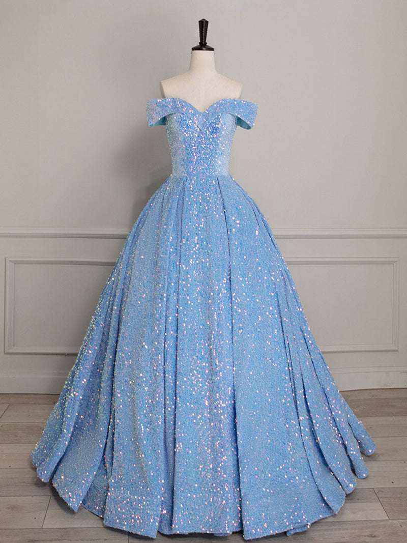 A-Line Sweetheart Neck Velvet Sequin Blue Long Prom Dress, Blue Formal Dress US 14 / Custom Color A-Line Sweetheart Neck Velvet Sequin Blue Long Prom Dress, Blue Formal Dress US 14 / Custom Color
