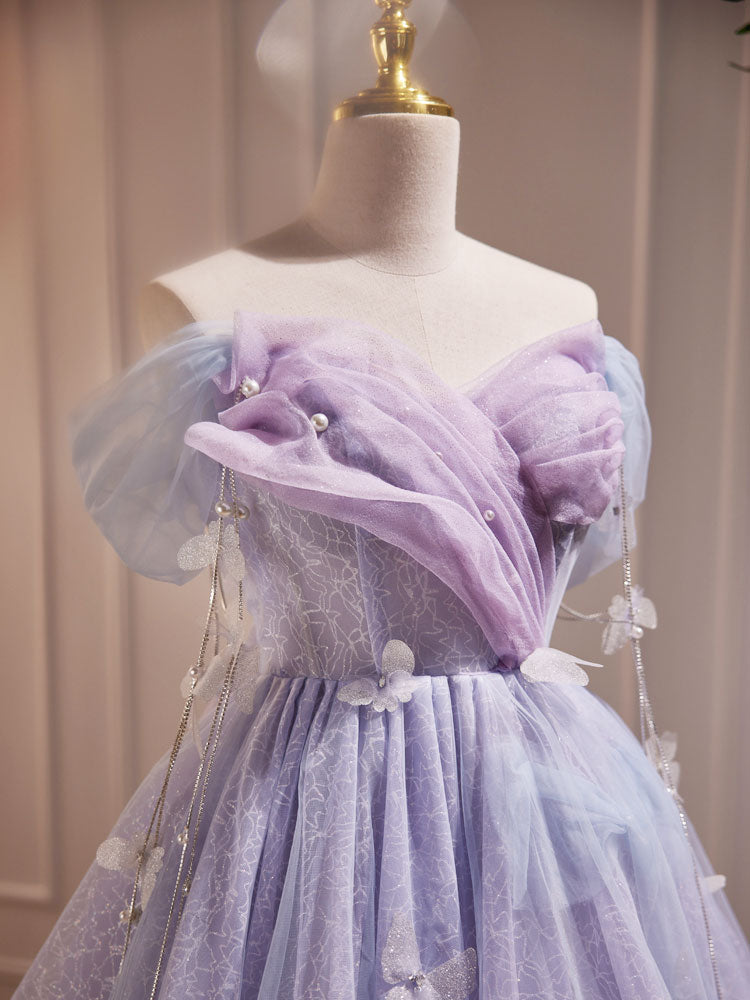 Short Purple Tulle Prom Dresses, Short Purple Tulle Formal Homecoming Dresses, US 12 / Purple As Pics / No Rush Short Purple Tulle Prom Dresses, Short Purple Tulle Formal Homecoming Dresses, US 12 / Purple As Pics / No Rush