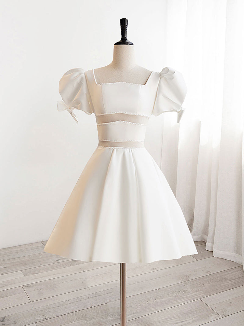 A-Line Square Neckline ivory Short Prom Dress, Cute ivory Homecoming Dress Custom Size / Custom Color A-Line Square Neckline ivory Short Prom Dress, Cute ivory Homecoming Dress Custom Size / Custom Color