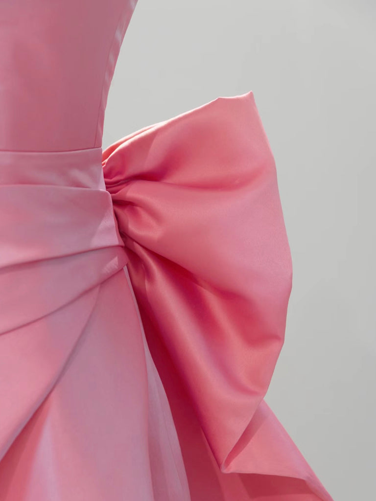 A-Line Sweetheart Neck Satin Pink Long Prom Dress, Pink Long Formal Dress US 12 / Custom Color