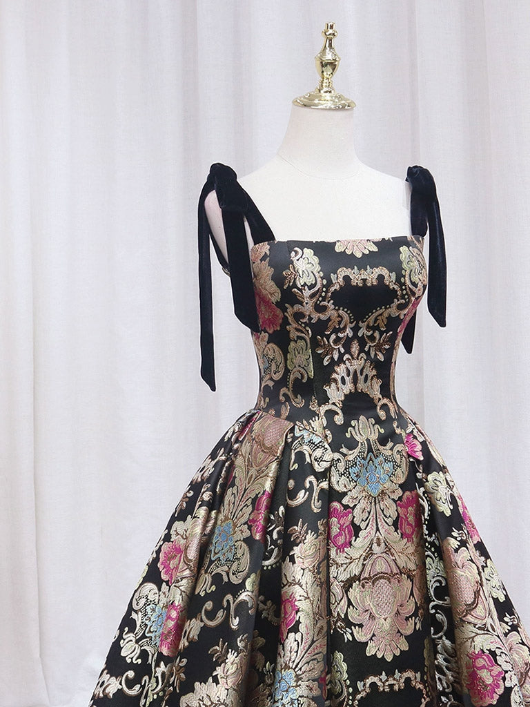 A-Line Satin Black/Gold Short Prom Dress, Black Homecoming Dress shopluu A-Line Satin Black/Gold Short Prom Dress, Black Homecoming Dress shopluu