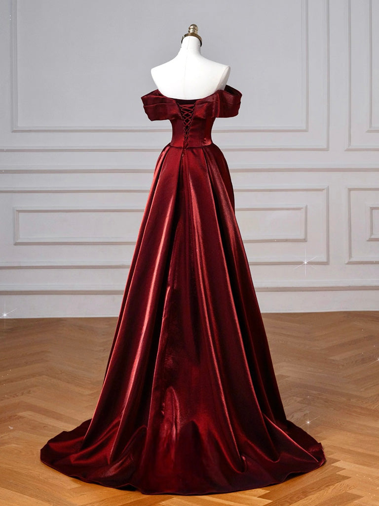 simple long burgundy dress Formal Dress Simple Long Gown For Prom Simple V Neck Burgundy Long Prom Dress, Burgundy A-