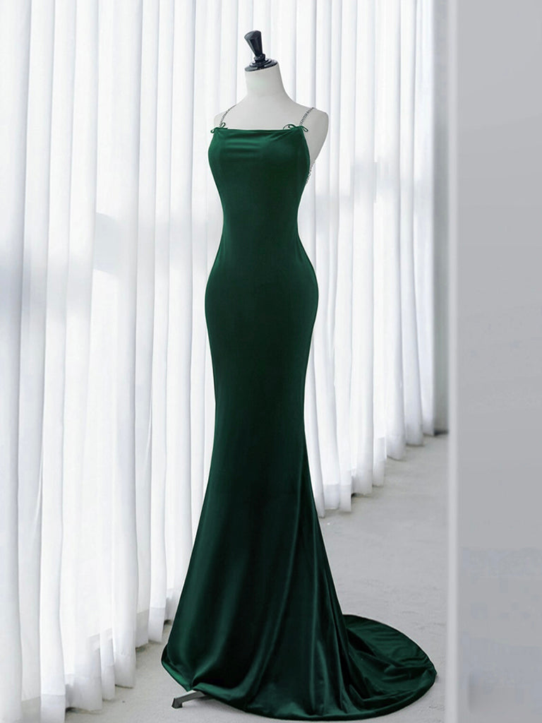 Green Mermaid Velvet Long Prom Dress, Green Long Evening Dress US 2 / Green Green Mermaid Velvet Long Prom Dress, Green Long Evening Dress US 2 / Green