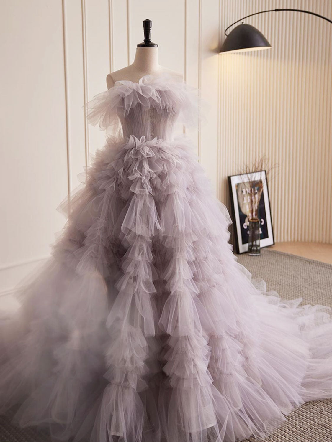 Grey Purple Evening Dress