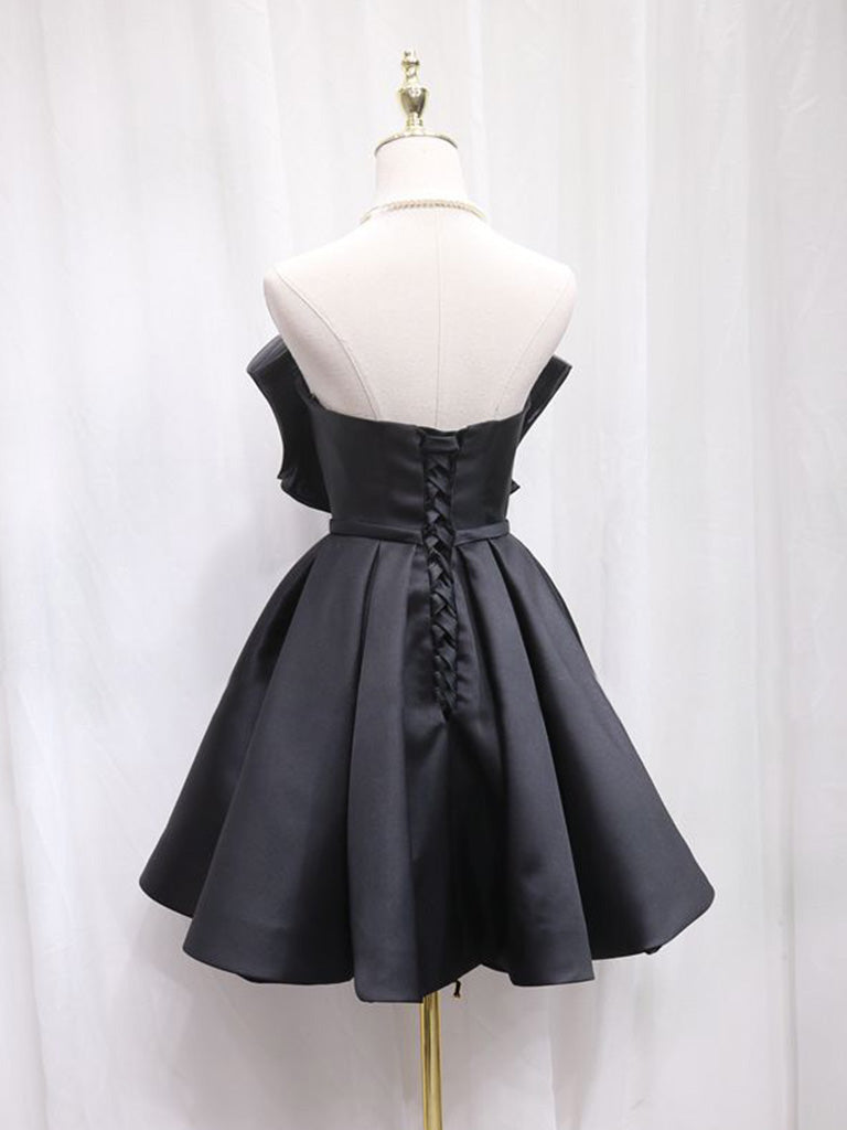 Sweetheart Neck Short Black Prom Dresses, Short Black Formal Homecoming Dresses, US 4 / Custom Color / No Rush Sweetheart Neck Short Black Prom Dresses, Short Black Formal Homecoming Dresses, US 4 / Custom Color / No Rush