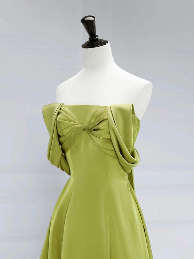 Off The Shoulder Green Satin Long Prom Dresses, Off Shoulder Green Satin Long Formal Evening Dresses, US 10 / Green As Pics / No Rush Off The Shoulder Green Satin Long Prom Dresses, Off Shoulder Green Satin Long Formal Evening Dresses, US 10 / Green As Pics / No Rush