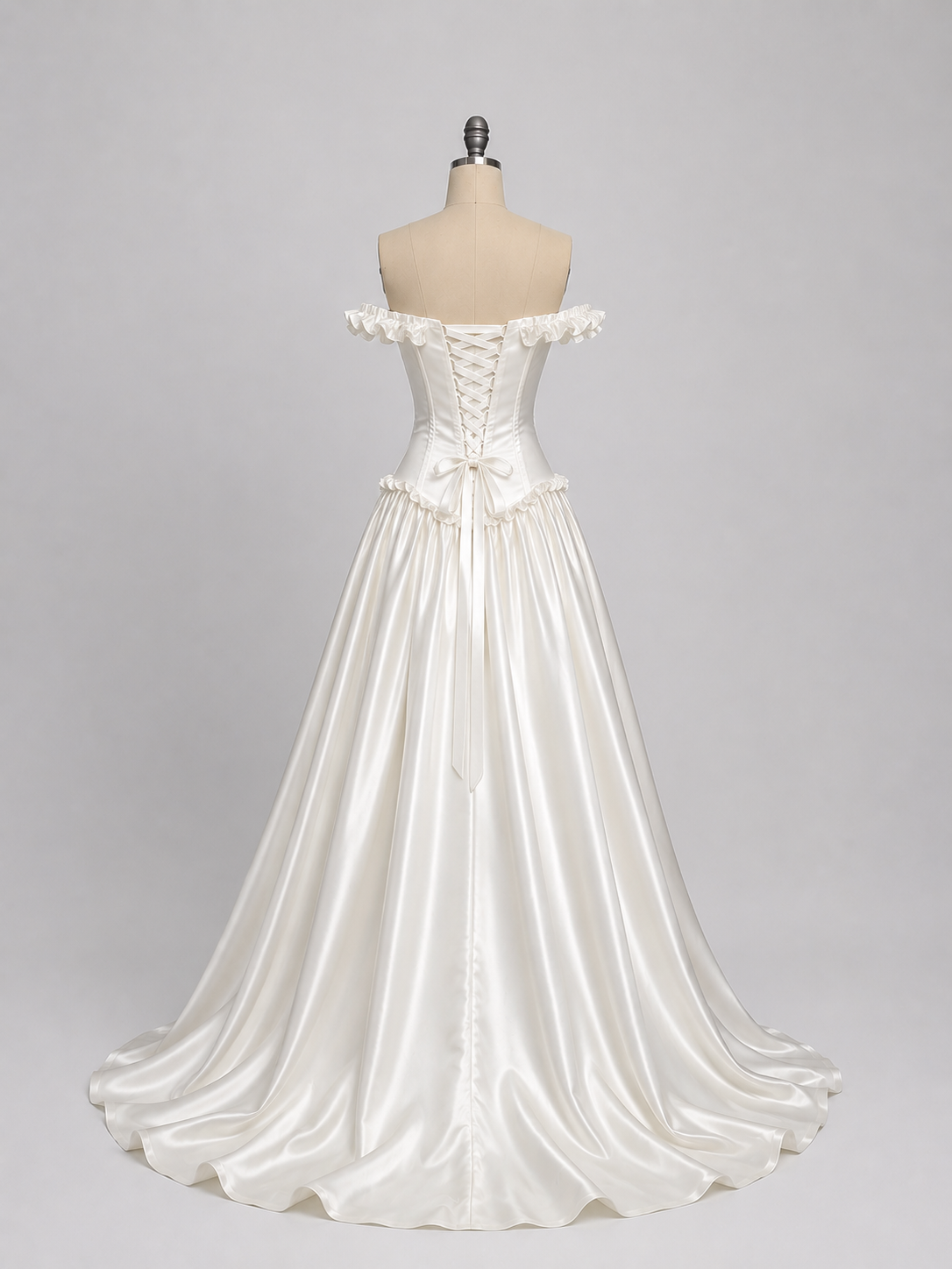 A-line Off Shoulder Satin White Long Prom Dress, White Long Formal Dress