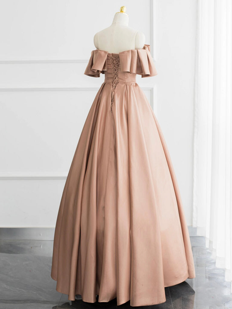 Off the Shoulder Champagne Satin Prom Dresses, Champagne Long Formal Evening Dresses, US 16 / Custom Color / No Rush Off the Shoulder Champagne Satin Prom Dresses, Champagne Long Formal Evening Dresses, US 16 / Custom Color / No Rush