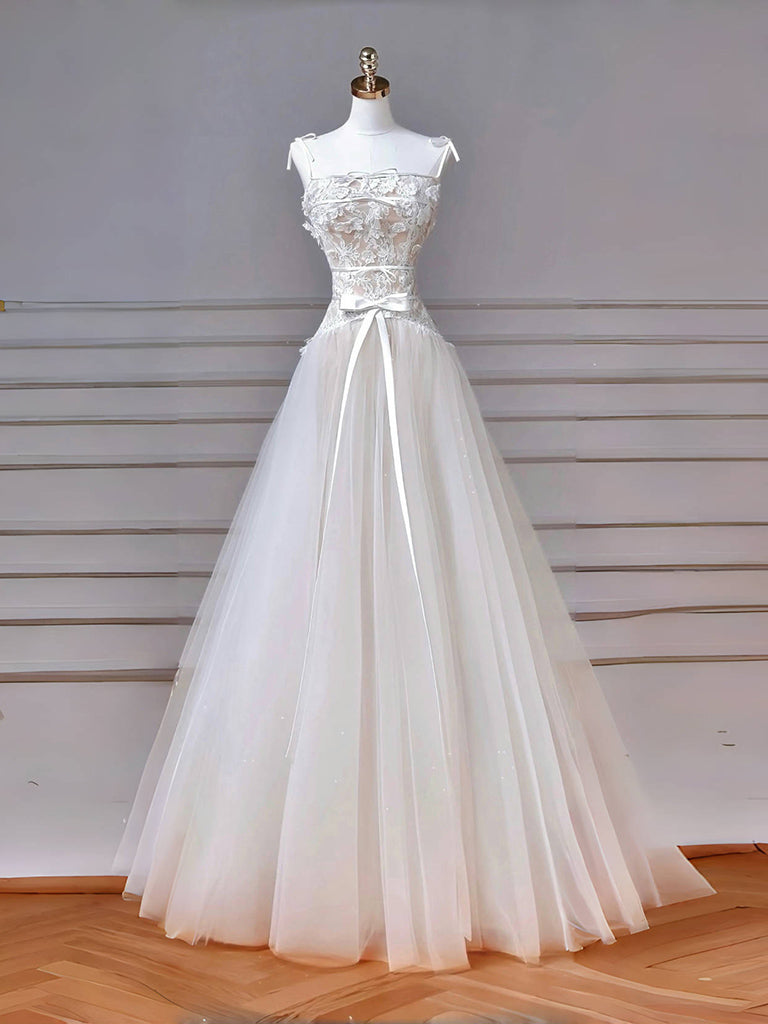 A-Line Tulle Lace ivory Long prom Dress, ivory Long Formal Dress US 6 / Custom Color A-Line Tulle Lace ivory Long prom Dress, ivory Long Formal Dress US 6 / Custom Color