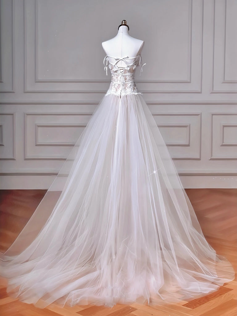 ivory tulle prom dress Ball Gown Tulle Lace ivory Long Prom Dress, ivory Long Graduation Dres
