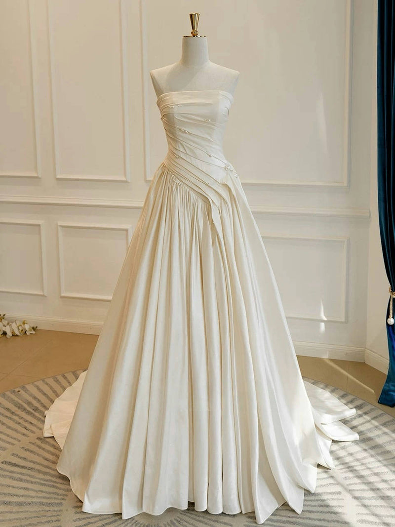 a line taffeta prom dress Ocean Blue Prom Dress 2026 A-line Straight Taffeta Long Sleeveless