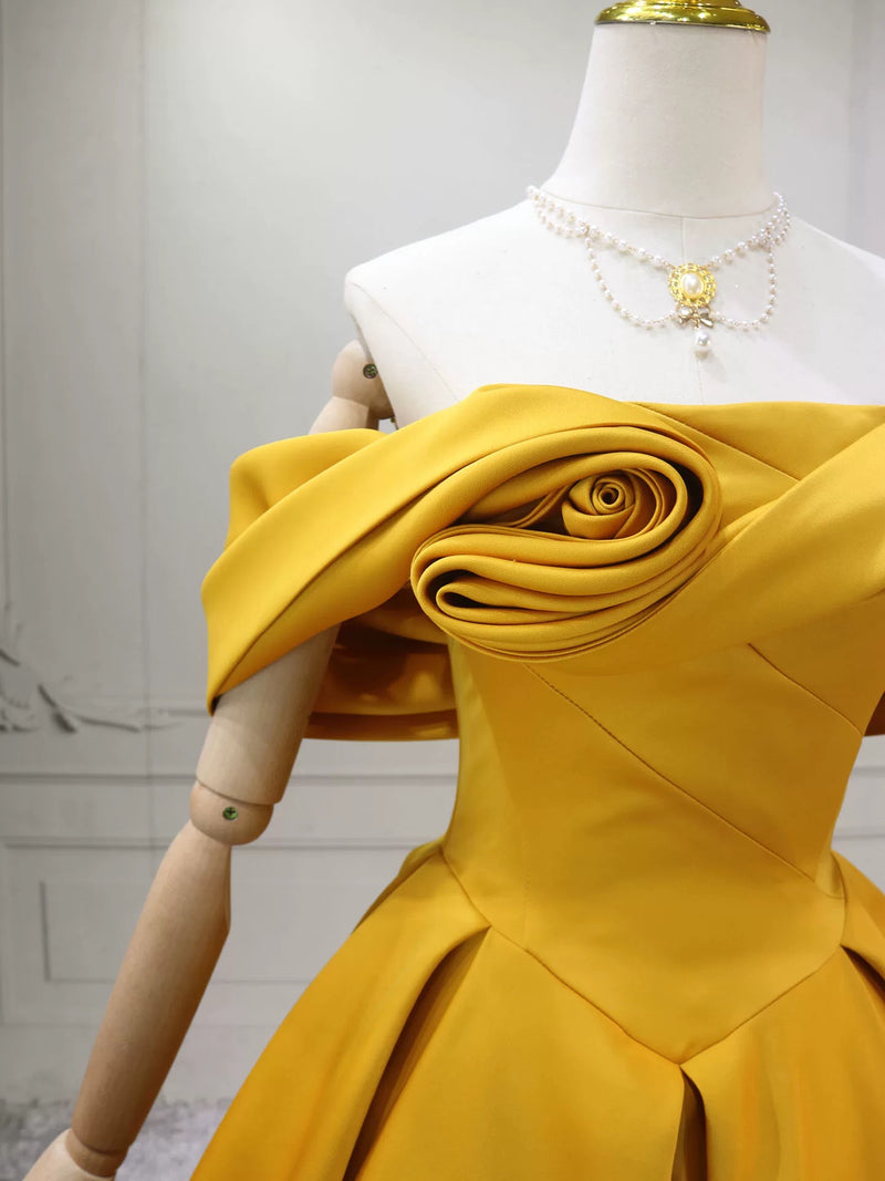 yellow silk prom dress Cute Sweetheart Satin Long Sheath Dresses Anniebride creating a sensational silhouette that accentuates your curves and highlights your waist Yellow Prom Dresses | JJ's